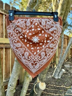 Y2k western vintage scarf strapless triangle COTTON bandana top paisley hippie L